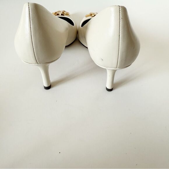 Tory Burch Womens Eleanor Leather Cream Old Money  Pointed Toe Pump Sz 5.5 - Picture 7 of 9